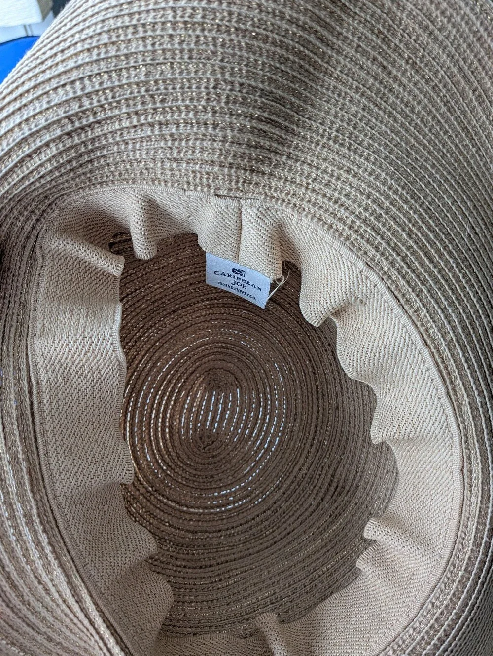 Caribbean Joe Women's Wide Brim Beach Hat - 100% Polyester - Tan/Gold